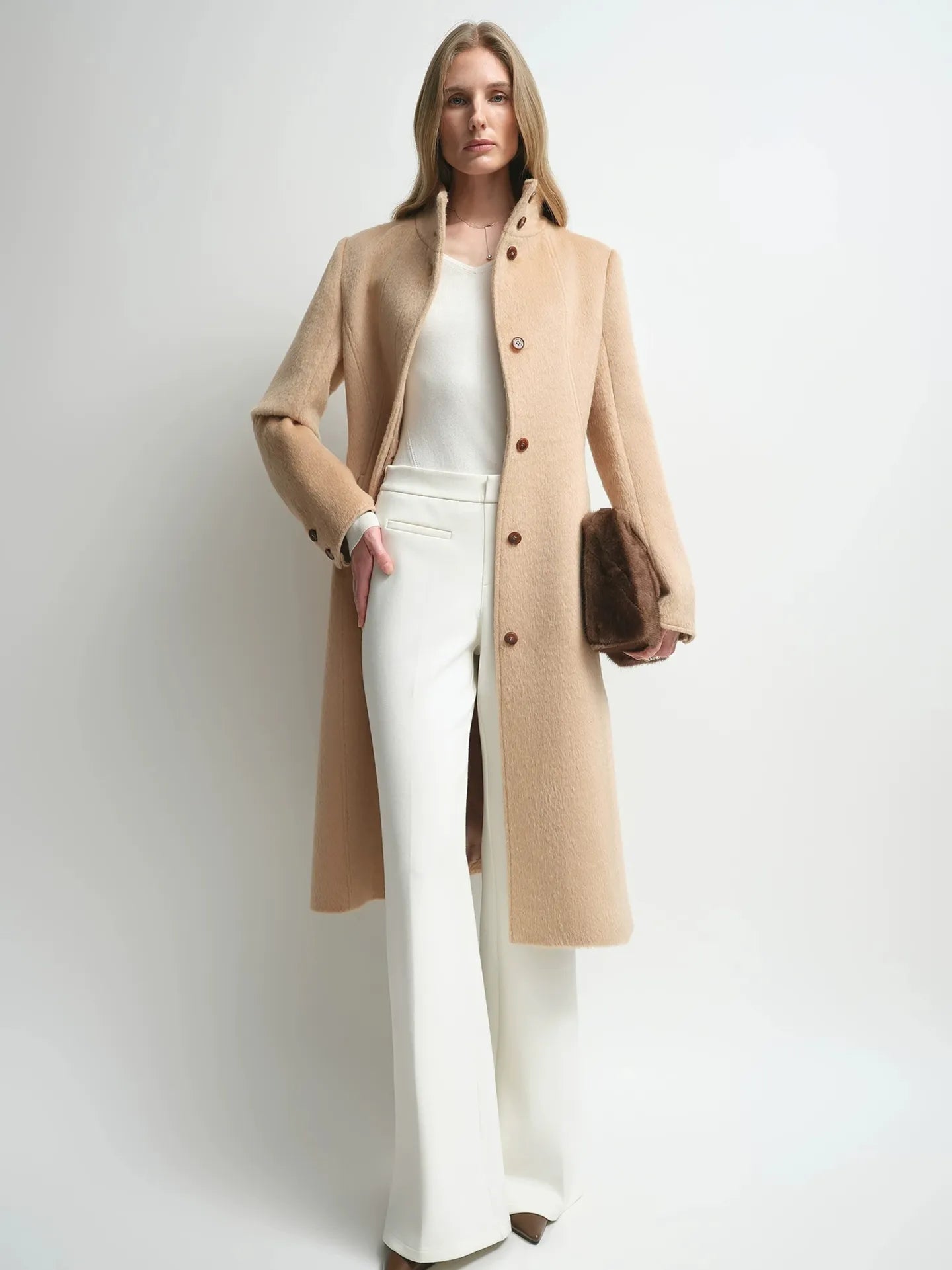 Firelady Fur Women's Alpaca-Wool A-Line Coat – Stand Collar