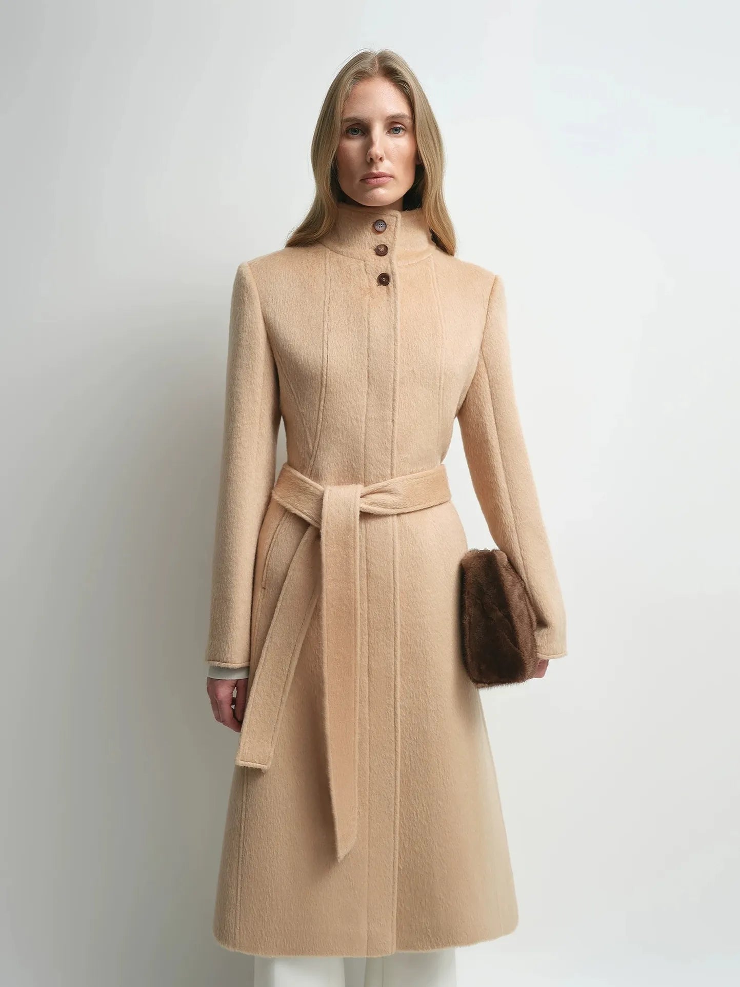 Firelady Fur Women's Alpaca-Wool A-Line Coat – Stand Collar