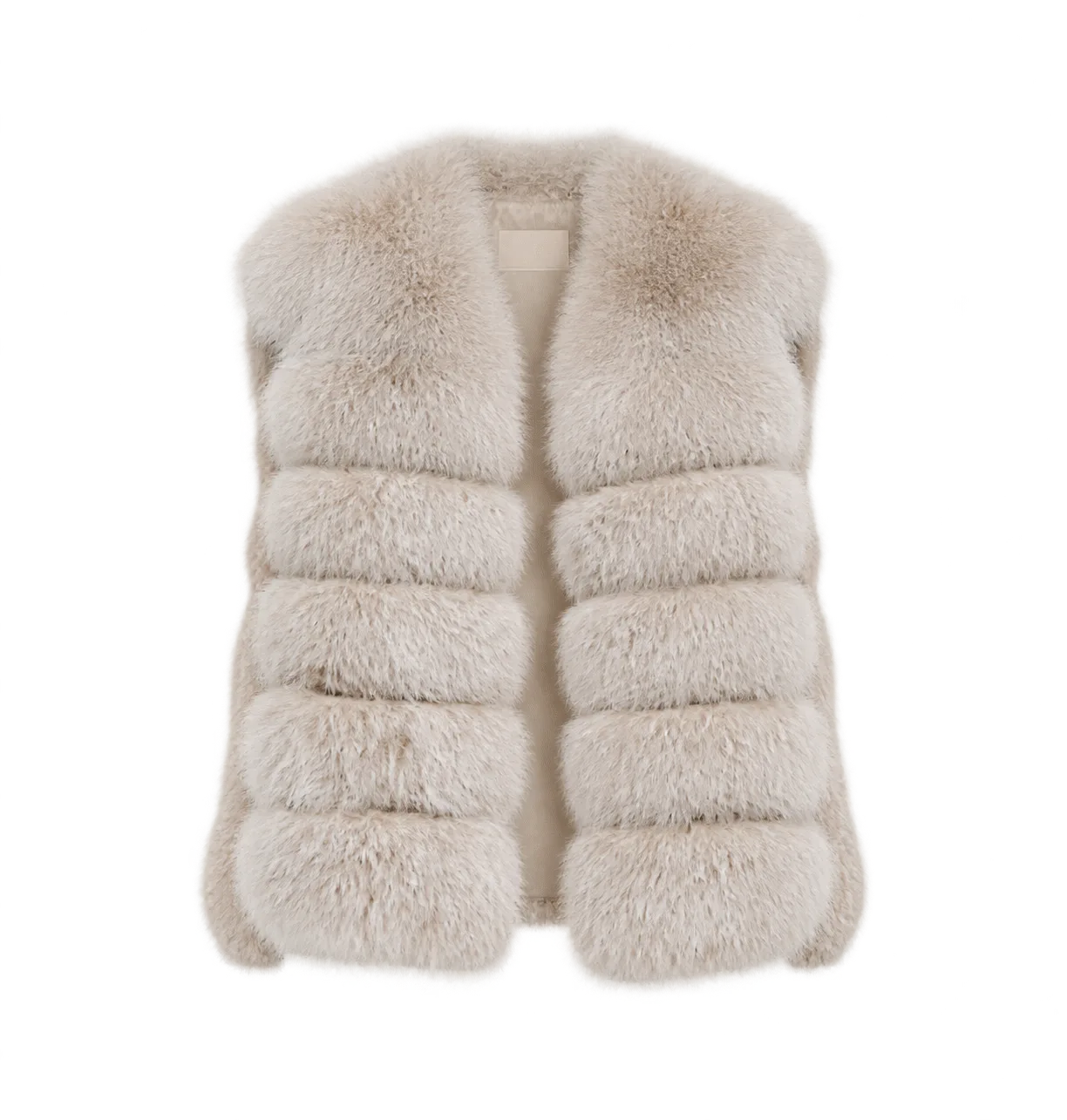 Firelady Fur Women's Finnish Fox Fur Vest – Frost-Tipped Curved Stand Collar