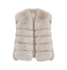 Firelady Fur Women's Finnish Fox Fur Vest – Frost-Tipped Curved Stand Collar