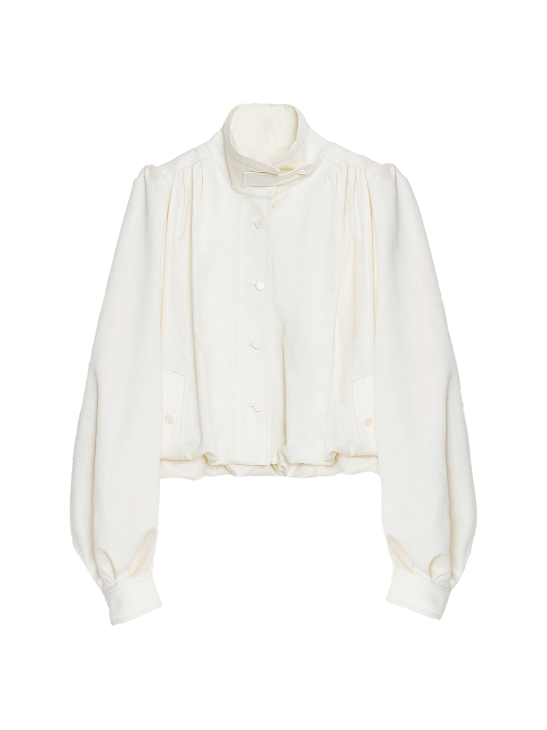 Firelady Fur Women's Cropped Trench Jacket – Ruched Balloon Sleeves