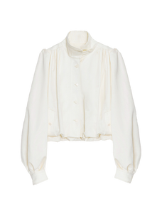 Firelady Fur Women's Cropped Trench Jacket – Ruched Balloon Sleeves