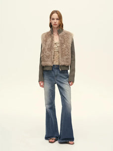 Firelady Fur Women's Italian Tuscan Shearling Coat – Detachable Knit Sleeves & Convertible Collar