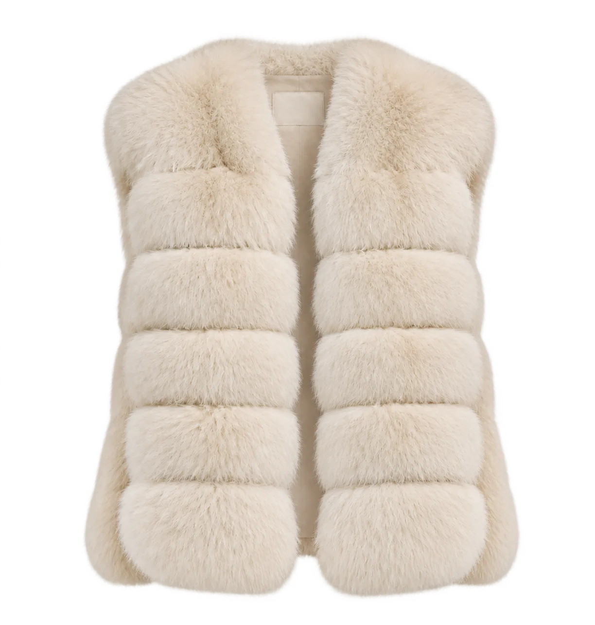 Firelady Fur Women's Finnish Fox Fur Vest – Frost-Tipped Curved Stand Collar