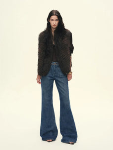 Firelady Fur Women's Finnish Saga Fox Fur Vest – Diagonal Piecing & Curved Stand Collar