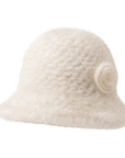 Mink Woven Fur Hat Women's Camellia Flower Bucket Hat