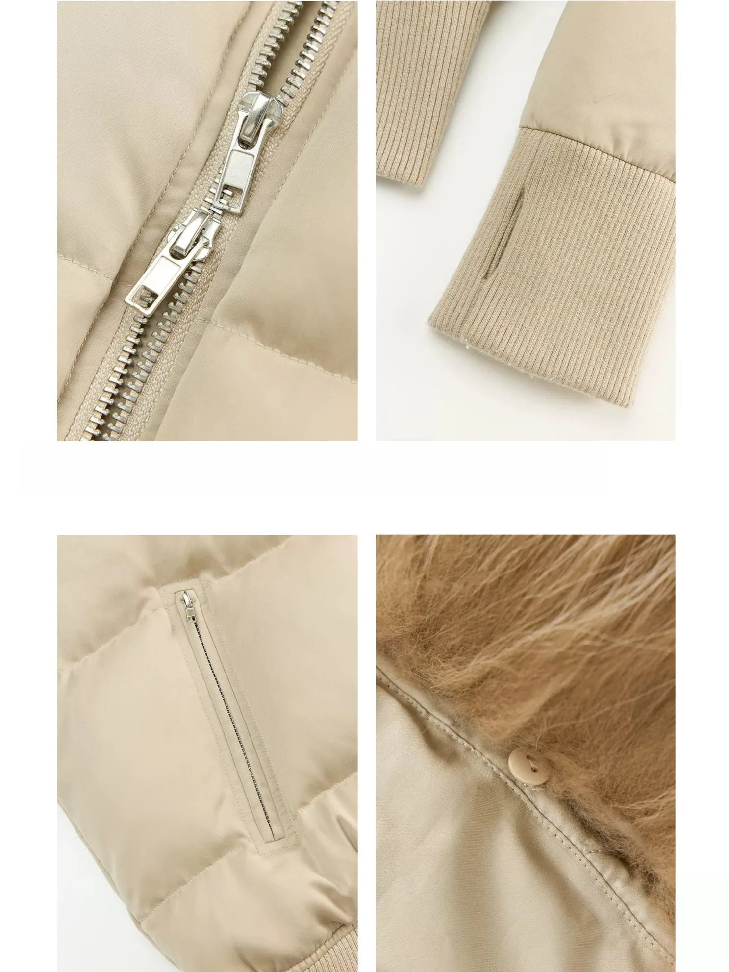 Parka courte en duvet pour femme Firelady Fur – Col en fourrure de raton laveur