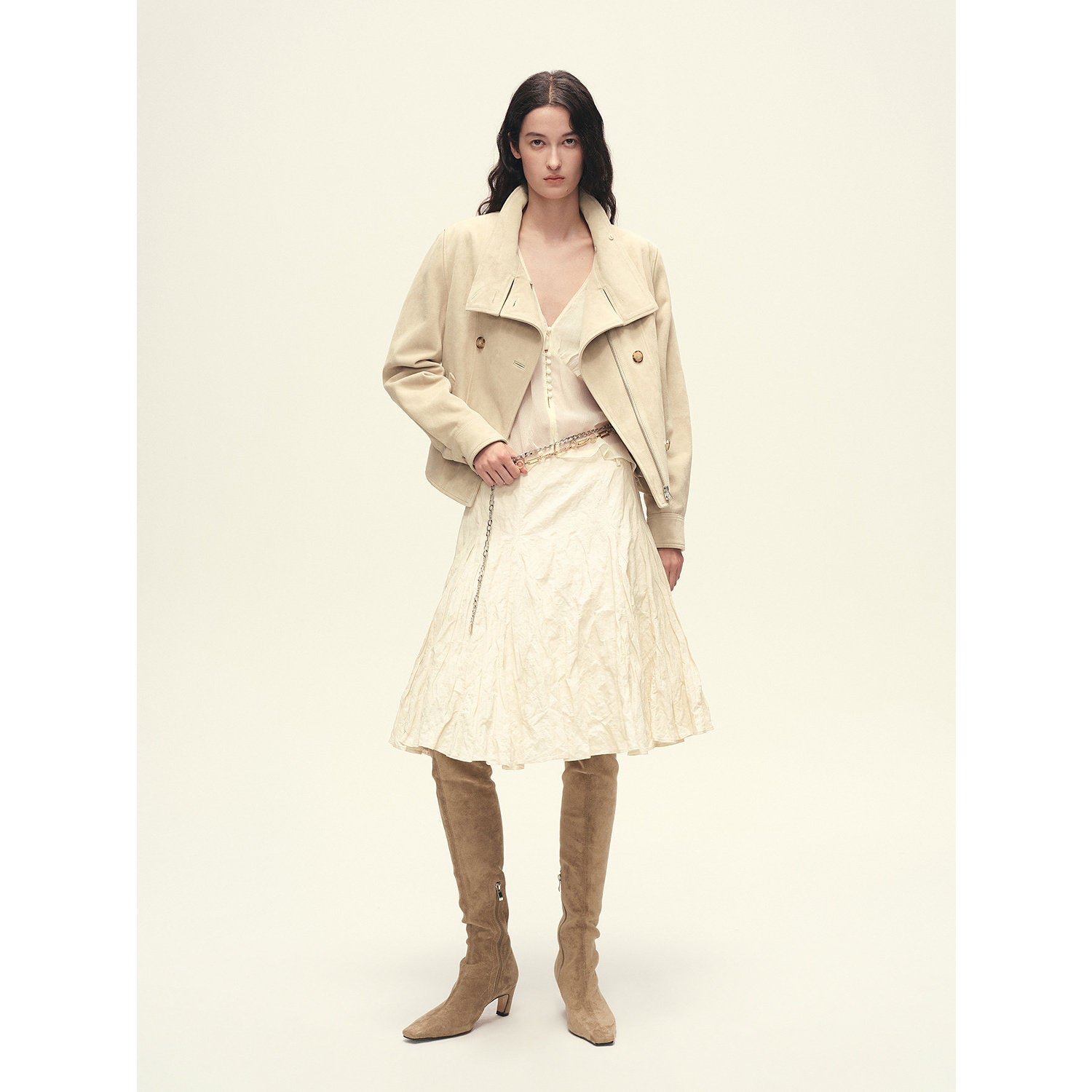 Firelady Fur Women's Suede & Waxed Sheepskin Double-Breasted Jacket "Mali"