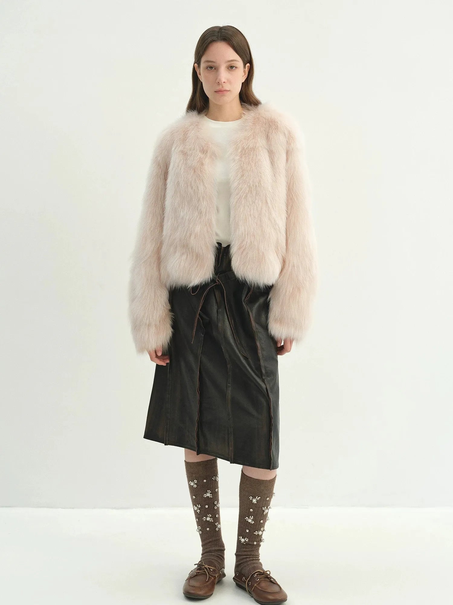 Firelady Fur Women's Natural Fox Fur Jacket – Cropped V-Neck