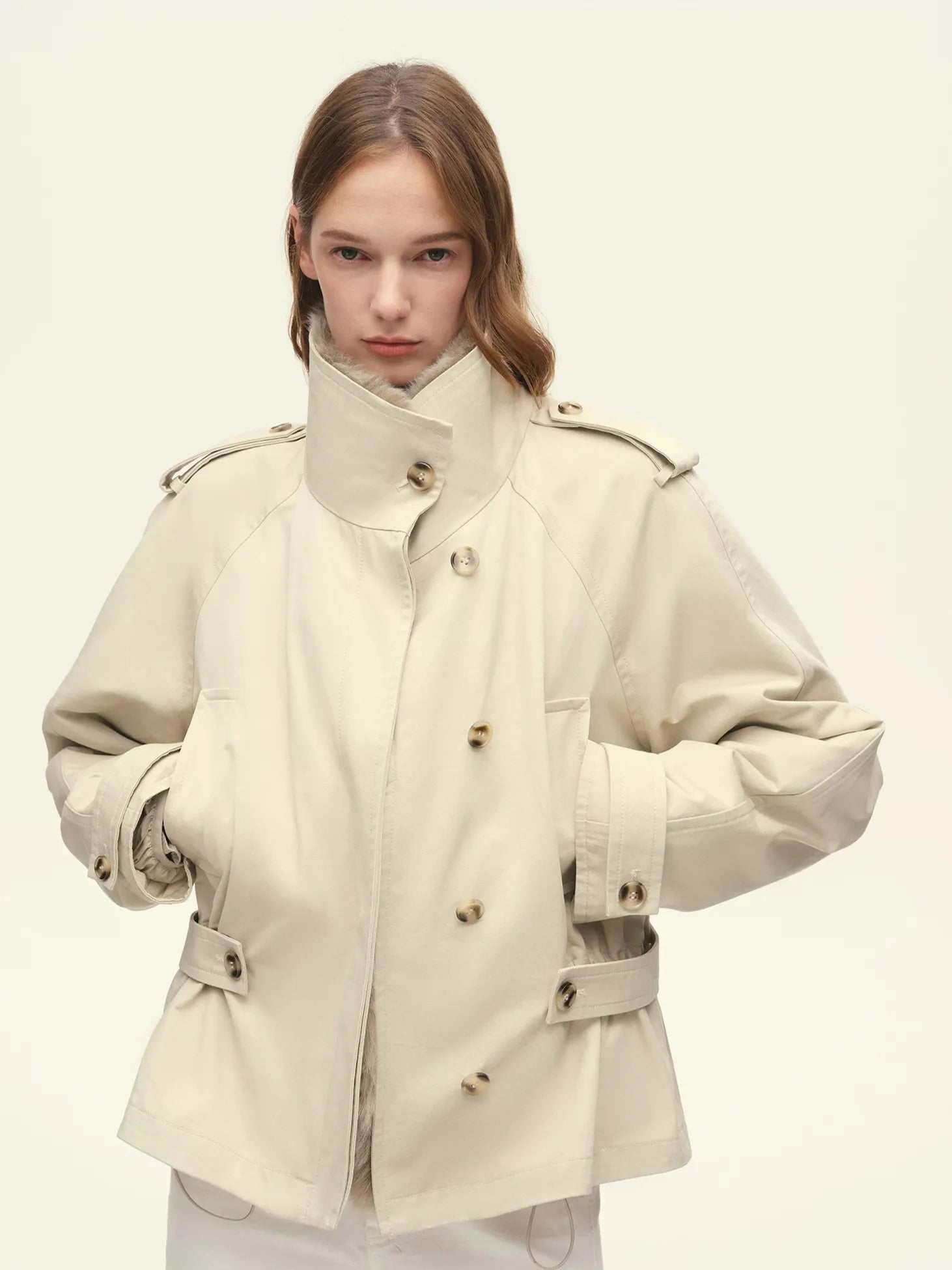 Firelady Fur Women's 90% Goose Down Parka – Detachable Spanish Merino Fur Collar & Cinched-Waist Trench Silhouette
