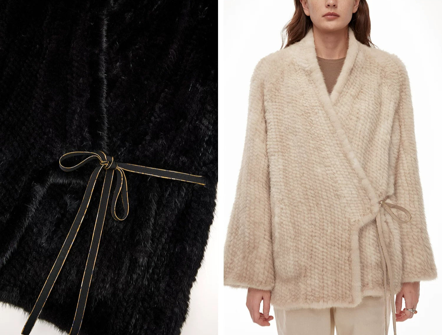 Firelady Fur Women's Copenhagen Mink Fur A-Line Coat with Double-Sided Knit Texture "Quiet Luxe"