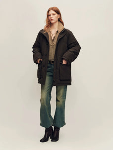 Firelady Fur Women's Hooded Goose Down Parka with Detachable Fur Trim