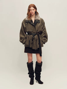 Firelady Fur Women's Vintage Traveler Extended-Length Parka - Two-Tone Brown, front view