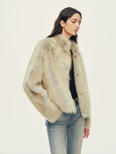 Firelady Fur Women's Toscana Shearling Jacket - Convertible Stand Collar in Cool Gray - view 2