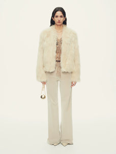 Firelady Fur Women's Saga Fox Fur Jacket - Soft V-Neck in Apricot - view 3