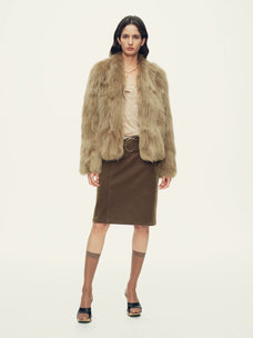 Firelady Fur Women's Saga Fox Fur Jacket - Soft V-Neck in Light Amber - view 3