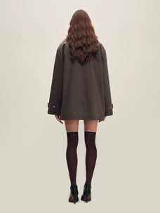 Firelady Fur Women's Mid-Length Down Parka - Detachable Curly Shearling Collar in Gray Cocoa - view 3