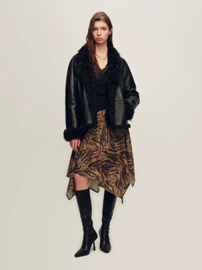 Firelady Fur Women's Reversible Shearling Jacket - Toscana in Black - view 3