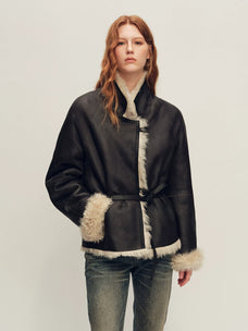 Firelady Fur Women's Reversible Shearling Jacket - Toscana in Cream Beige - view 2