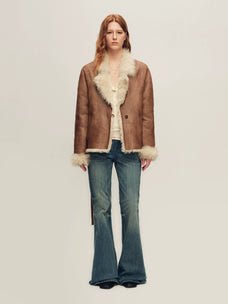 Firelady Fur Women's Reversible Shearling Jacket - Toscana in Golden Brown - view 2