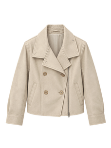 Veste croisée pour femme en daim et peau de mouton cirée « Mali » de Firelady Fur