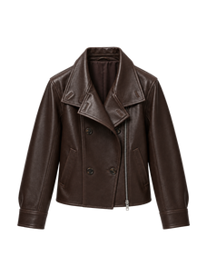 Veste croisée pour femme en daim et peau de mouton cirée « Mali » de Firelady Fur