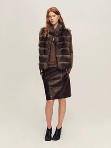 Firelady Fur Women's Fox Fur Vest - Stand Collar in Farmer Brown - view 3