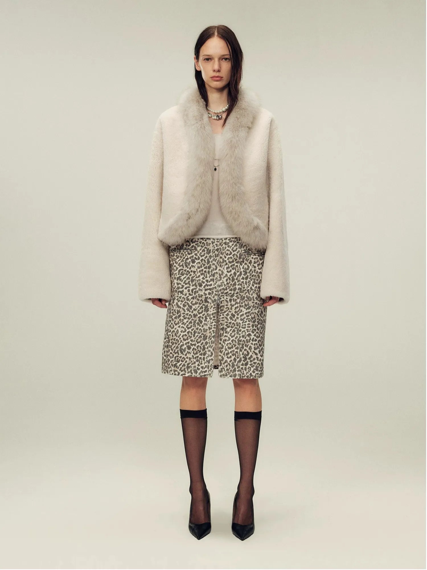 Firelady Fur Women's South African Merino Shearling Coat – Ombré Fox Fur Collar & Placket