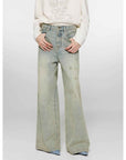 "90 Street" Retro Washed Distressed Straight Leg Wide Leg Low Crotch Jeans Women's Loose Pants - variant_title