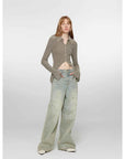 "90 Street" Retro Washed Distressed Straight Leg Wide Leg Low Crotch Jeans Women's Loose Pants - variant_title