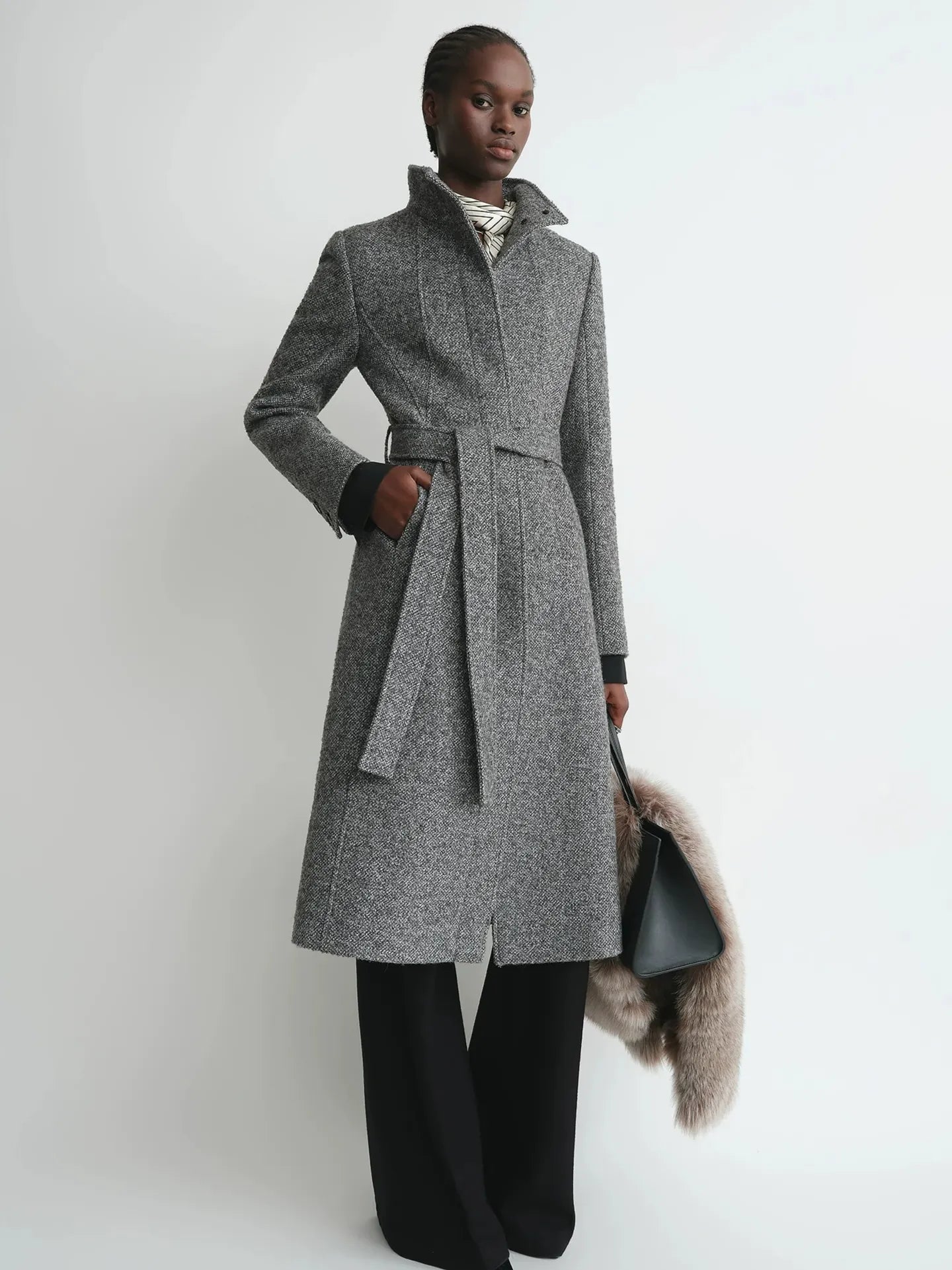 Firelady Fur Women's Alpaca-Wool A-Line Coat – Stand Collar