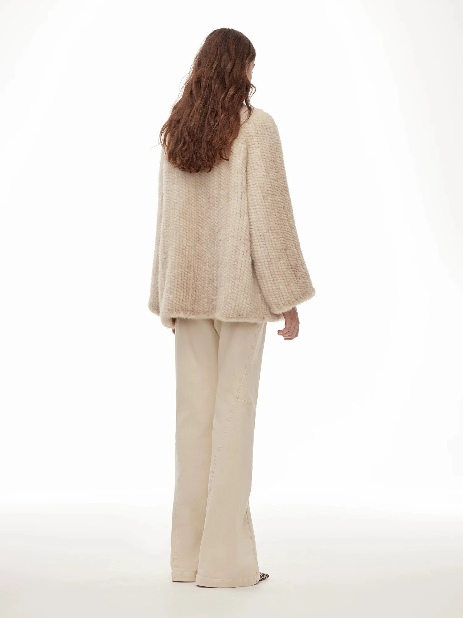 Firelady Fur Women's Copenhagen Mink Fur A-Line Coat with Double-Sided Knit Texture "Quiet Luxe"