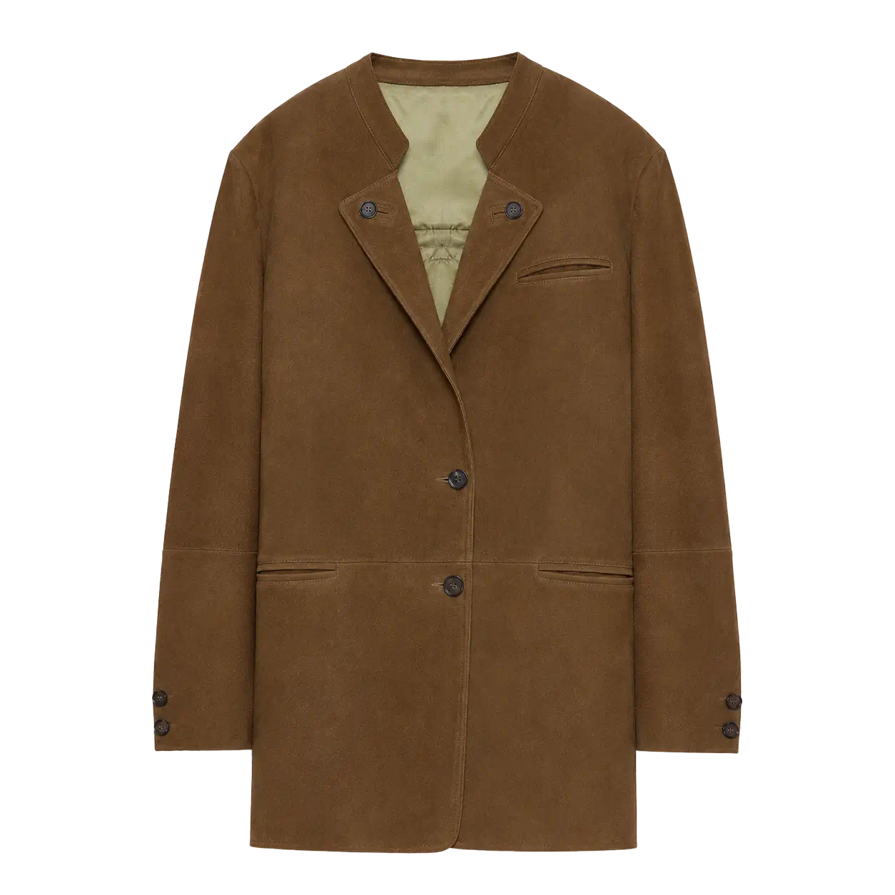 Bavaria vintage suede goatskin mid-length leather suit jacket product cutout