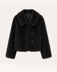 "Dream Walk" long lapel Toscana wool sheepskin short fur coat for women