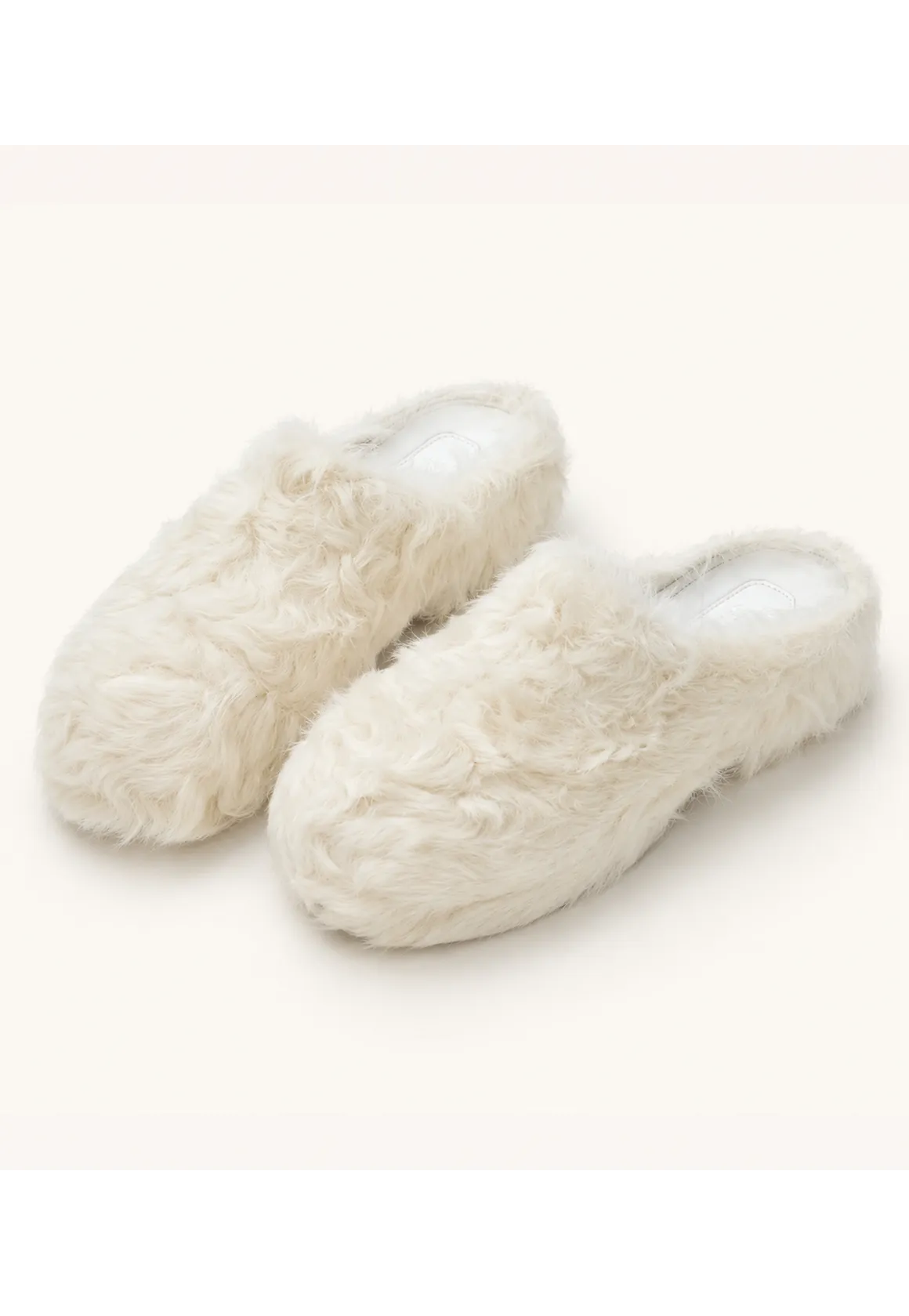Women's fur-lined platform slip-on sneakers in Milky White – cutout product view | Firelady Fur
