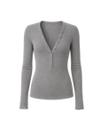FireladyFur Brand Slim Fit Tencel Wool Women's Slim Fit Henley T-Shirts Short/Long Sleeve V-Neck Button Knitted Bottoming Basic Tops"Pure Fashion"