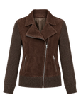 Firelady Fur Italian Sheepskin Leather Jacket Women - Merino Wool Knit Short Coat "Nishino Twilight"
