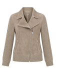 Firelady Fur Italian Sheepskin Leather Jacket Women - Merino Wool Knit Short Coat "Nishino Twilight"