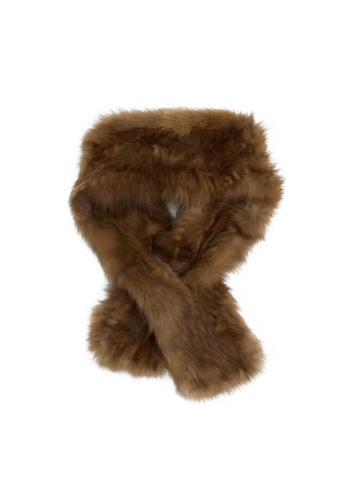 Women's vintage woven mink fur scarf in Brown – cutout product view | Firelady Fur