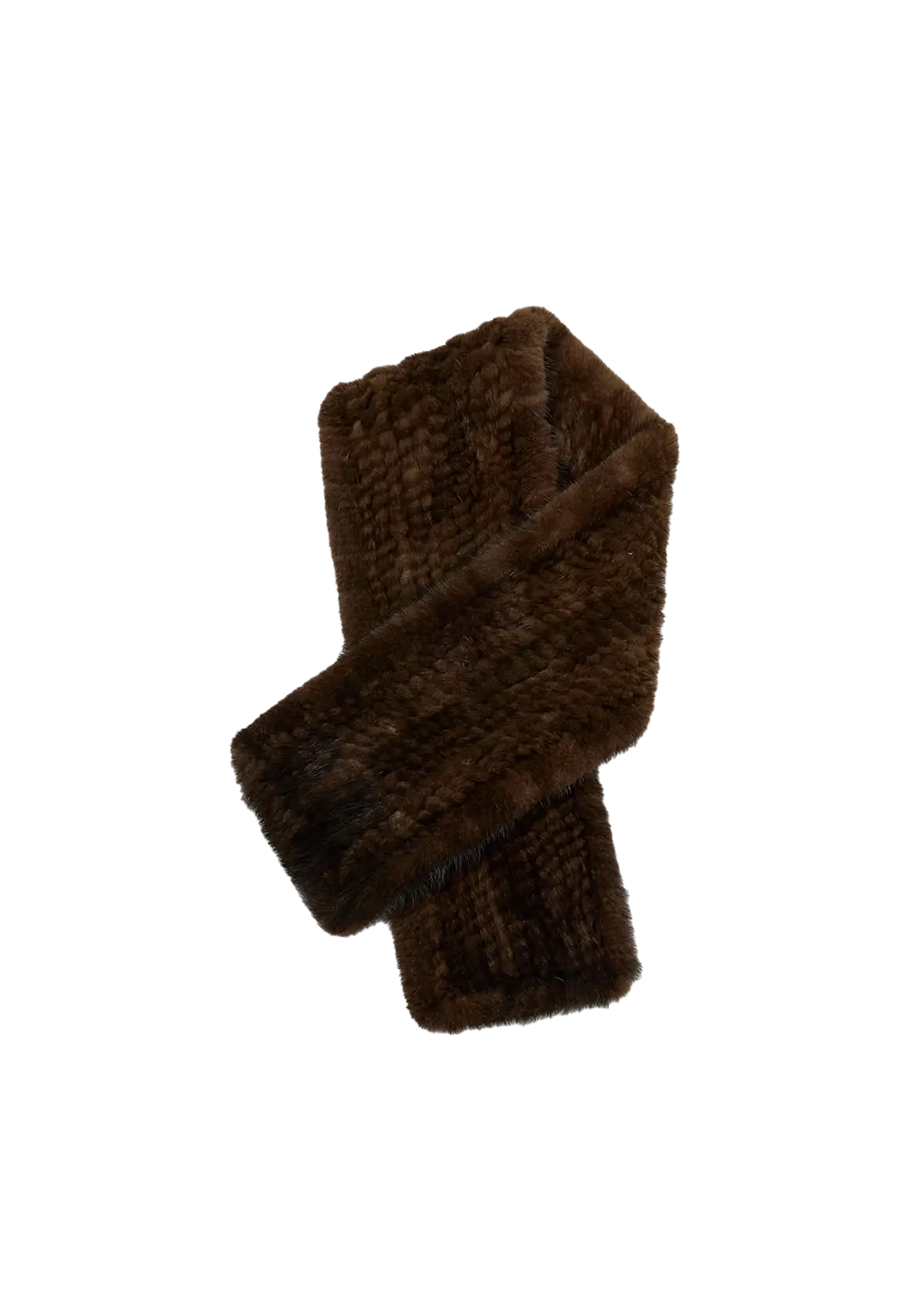 Women's woven mink fur scarf in Raw Coffee – cutout product view | Firelady Fur