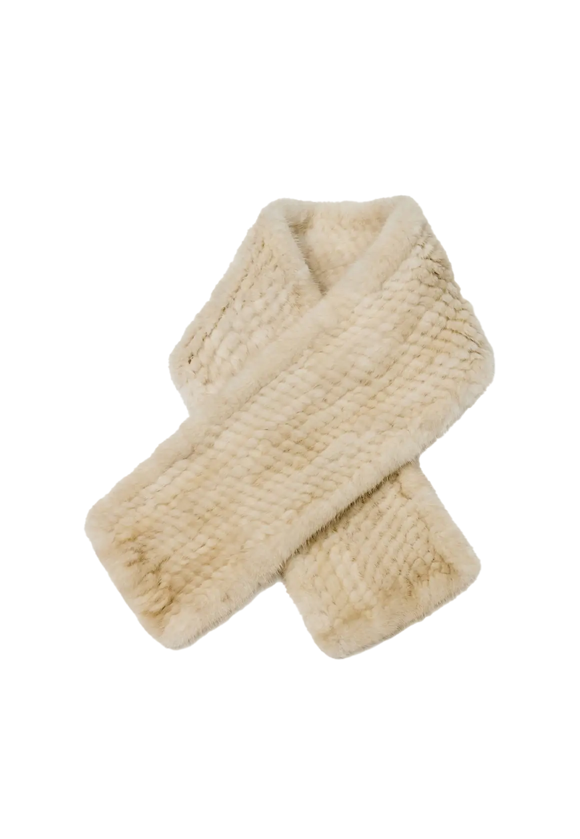 Women's woven mink fur scarf in Pearl White – cutout product view | Firelady Fur