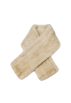 Women's woven mink fur scarf in Pearl White – cutout product view | Firelady Fur