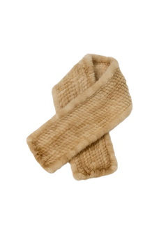 Women's woven mink fur scarf in Beige – cutout product view | Firelady Fur