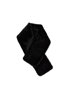 Women's woven mink fur scarf in Black – cutout product view | Firelady Fur