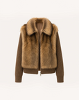 Firelady Fur Shearling Coat with Detachable Sleeves "Silky Cocoa"