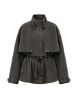 Firelady Fur Women's Belted Trench Coat - Drop Shoulder Short Jacket | "Retro Traveler" Style