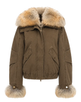 Firelady Fur Women‘s Cropped Fur Parka with Raccoon Fur Trim & 90% Goose Down | Multi-Pocket Utility Style “Nordic Woods”