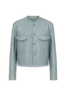 Firelady Fur Sunset Escape denim blue lambskin leather jacket product cutout