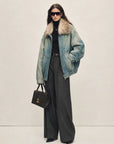 Firelady Fur Women's Denim Parka with SAGAFURS Fox Fur Collar "Warm Mist Glass"