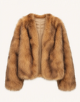 Firelady Fur Women‘s Fox Fur Coat with Hand-Sprayed Ombré Finish | Saga Furs, V-Neck Design"Gone with the Wind"